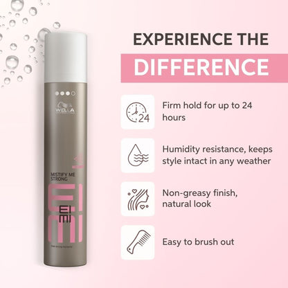 Wella Professionals EIMI Mistify Me Strong Hair Spray For 24H Hold, Frizz Control & Fast-Drying Finish