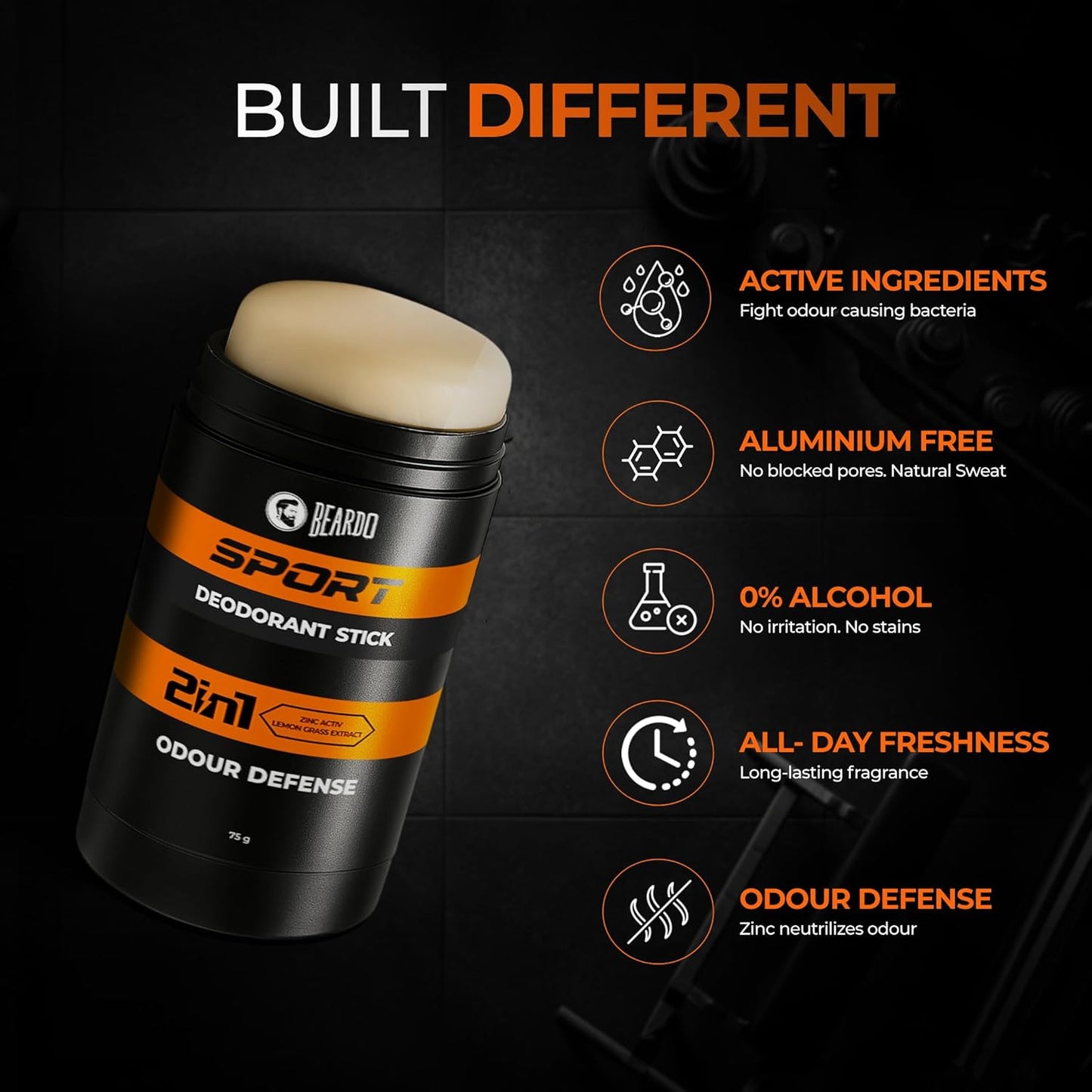 Beardo Sport Deodorant Stick for Men 75g - Energizing Odor Defense