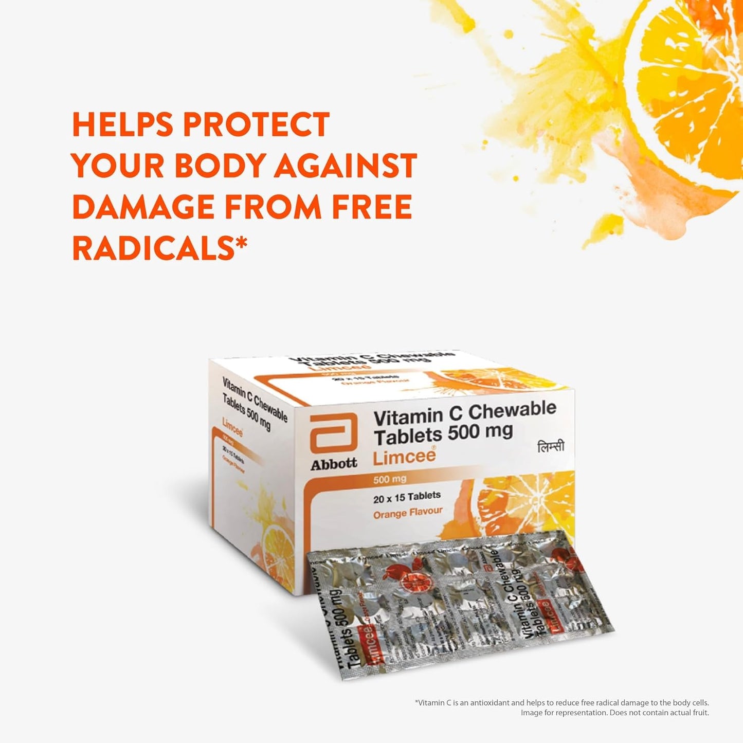 Limcee Vitamin C Chewables 500mg, Tangy Orange, 15 Tabs