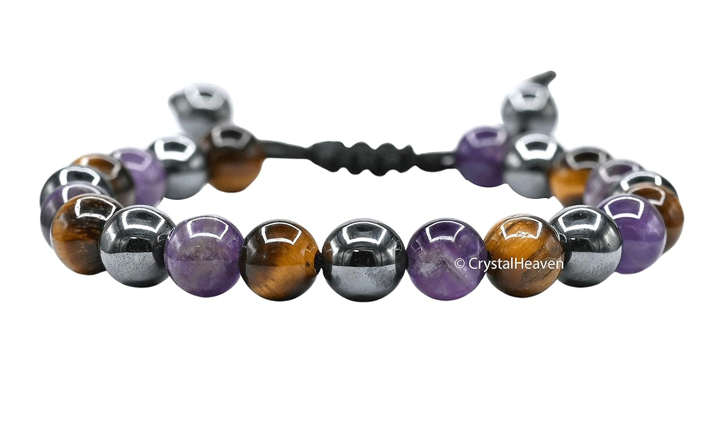 Total Protection Crystal Bracelet for Men Women - Tiger Eye, Black Obsidian, Hematite, Evil Eye Bracelet Set - Real Healing Stone Adjustable Bracelet