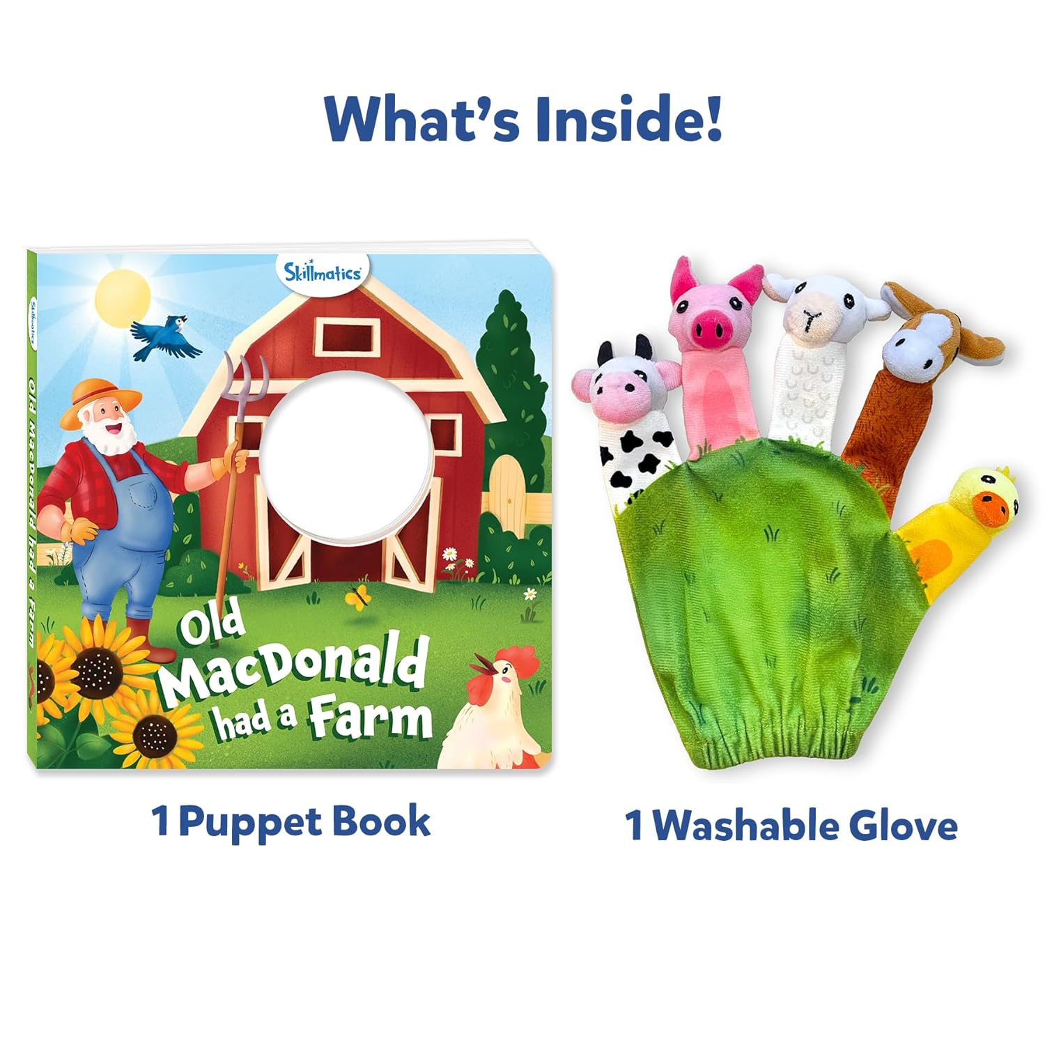 Skillmatics Cloth Puppet Book - Old Macdonald Had a Farm, Interactive Finger Puppets for Infants & Toddlers, Early Learning & Sensory Toys, Nursery Rhyme, Gifts for Babies Ages 6 Months to 2 Years