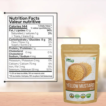 Organic Zing Yellow Mustard Seeds | Whole Yellow Mustard Seed for Pickles & Cooking | 100% Raw Mustard Seeds