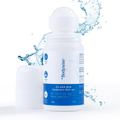 Be Bodywise 6% AHA BHA Underarm Roll On Deodorant,Flora Fragrance,1% Mandelic, 4% Lactic,1% Salicylic & Kojic Acid, Prevents Body Odour,Fades Pigmentation,Kills Bacteria, Alcohol & Aluminum Free, 50ml
