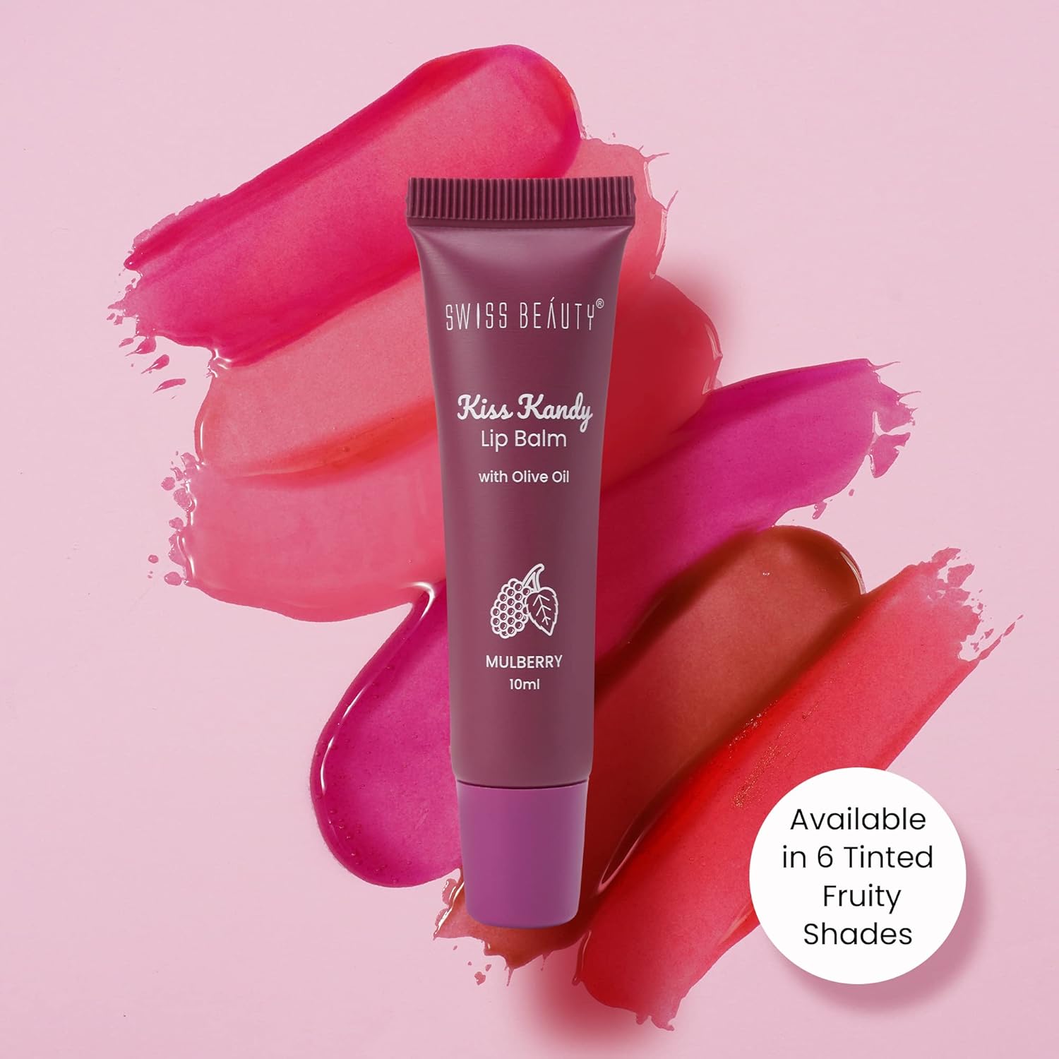 Swiss Beauty Kiss Kandy Lip Balm with Olive Oil | Moisturising | Non-Sticky | Soft & Smooth Lips | Shade - Mulberry, 10ml