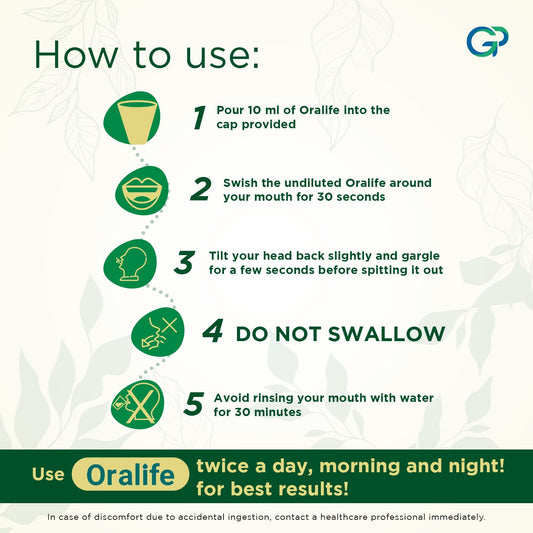 Oralife Oral Rinse | Natural Mouthwash | Antibacterial, Antioxidant & Anti-inflammatory | Throat Gargle with Pomegranate, Grapefruit Seed & Thyme Extract | Alcohol-free Mouth Rinse | Pack of 2 (250ml)