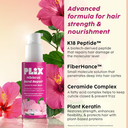 Plix Hibiscus Bond Repair Leave-In Mask with K18 Peptide, 50g