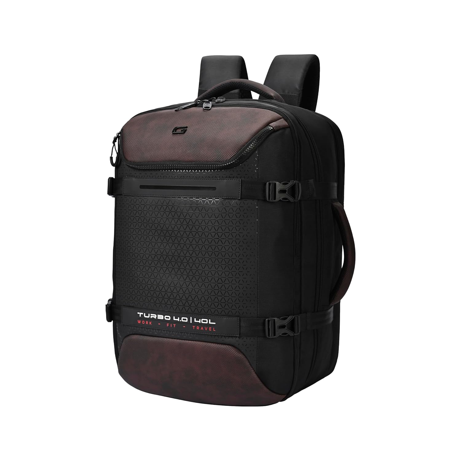 Gear Turbo 4 19"/40L Anti Theft Large Water Resistant 4 Compartment Laptop Backpack with Raincover/Casual Backpack/Daypack/Travel Backpack/College Bag For Men/Women(Brown-Black)