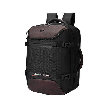 Gear Turbo 4 19"/40L Anti Theft Large Water Resistant 4 Compartment Laptop Backpack with Raincover/Casual Backpack/Daypack/Travel Backpack/College Bag For Men/Women(Brown-Black)