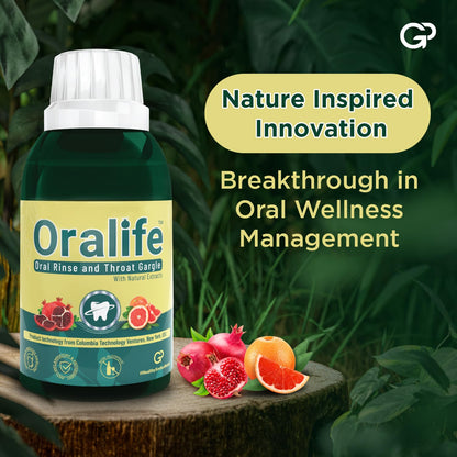 Oralife Oral Rinse | Natural Mouthwash | Antibacterial, Antioxidant & Anti-inflammatory | Throat Gargle with Pomegranate, Grapefruit Seed & Thyme Extract | Alcohol-free Mouth Rinse | Pack of 2 (250ml)