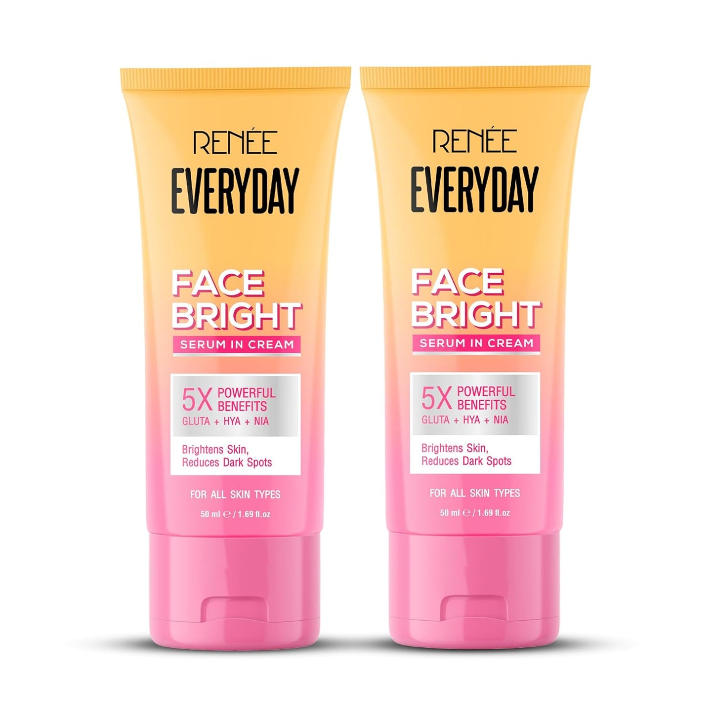 RENEE Everyday Face Bright Serum In Cream | Brighter, Hydrated Skin | Reduces Dark Spots, Even Skin Tone | With Niacinamide, Hyaluronic acid & Glutathione | 50 ml