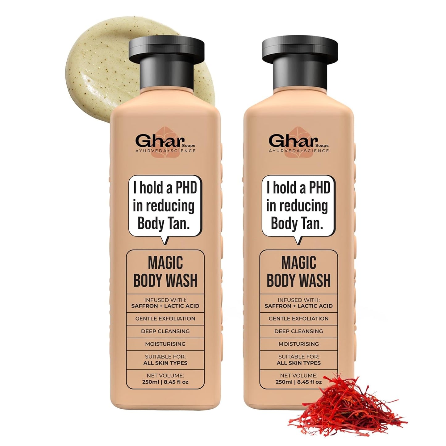 Ghar Soaps De-Tan Body Wash with Saffron & Niacinamide, Paraben-Free