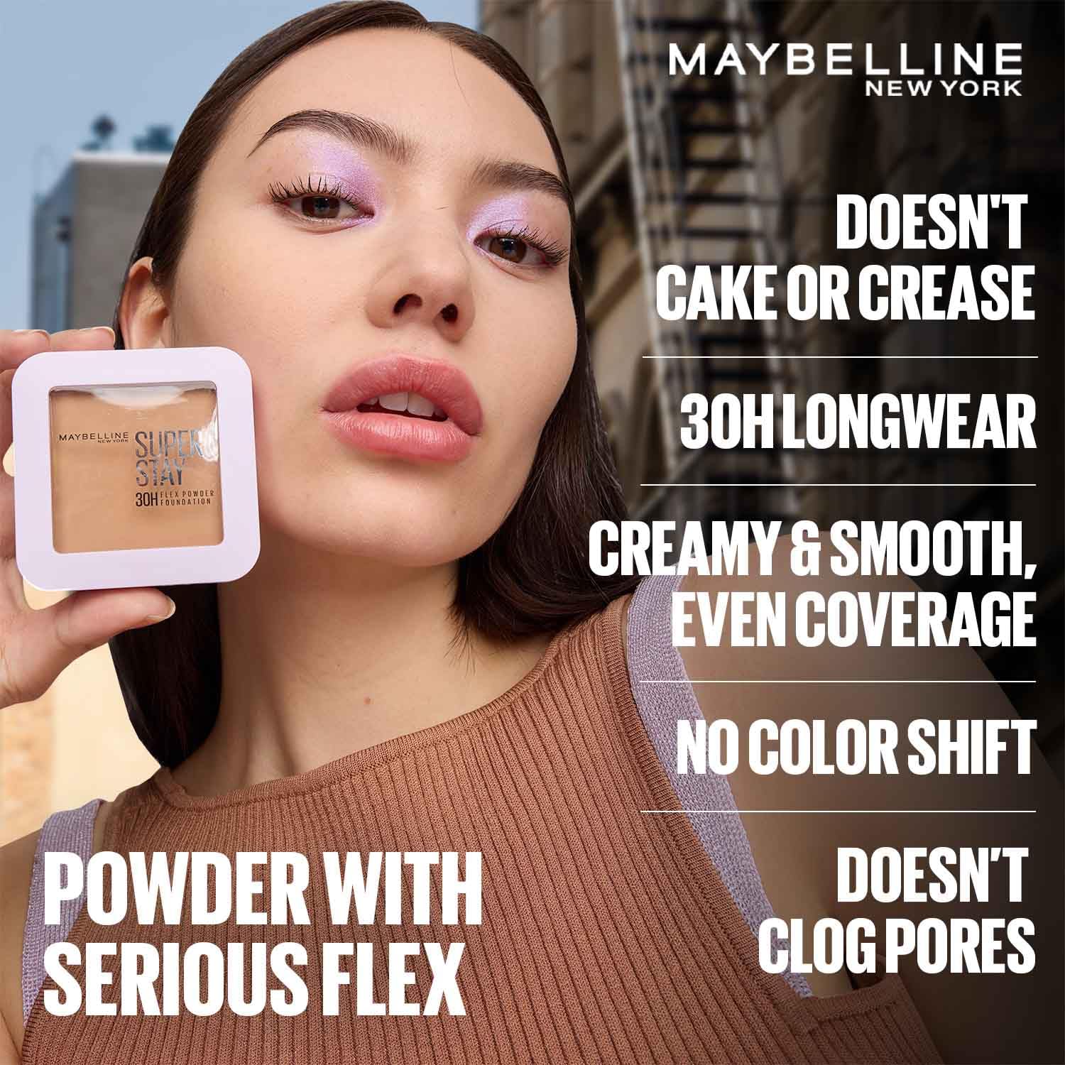 Maybelline Super Stay Flex Powder Foundation 110, Full Coverage, 9g
