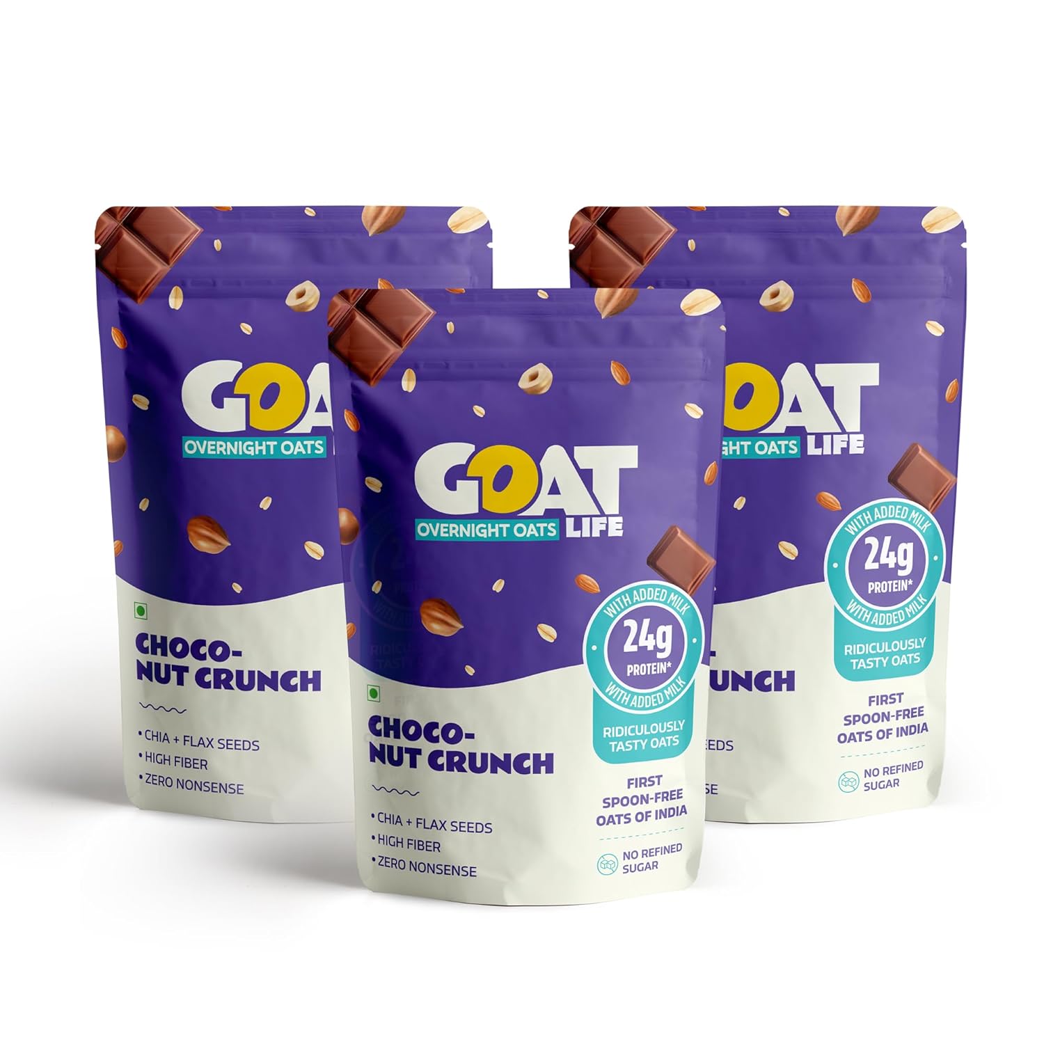 GOAT Life Choco Hazelnut Overnight Oats 60g - High Protein, Gluten-Free, Vegan
