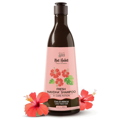 Nat Habit Hibiscus Navdha Shampoo for Hair Growth, Sulfate-Free, 250ml