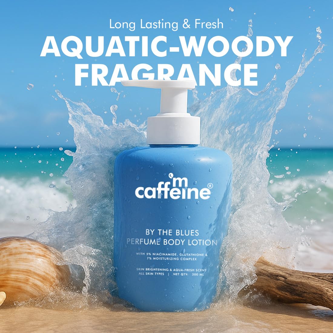 mCaffeine Aquatic-Woody Brightening Body Lotion 300ml for Dry Skin