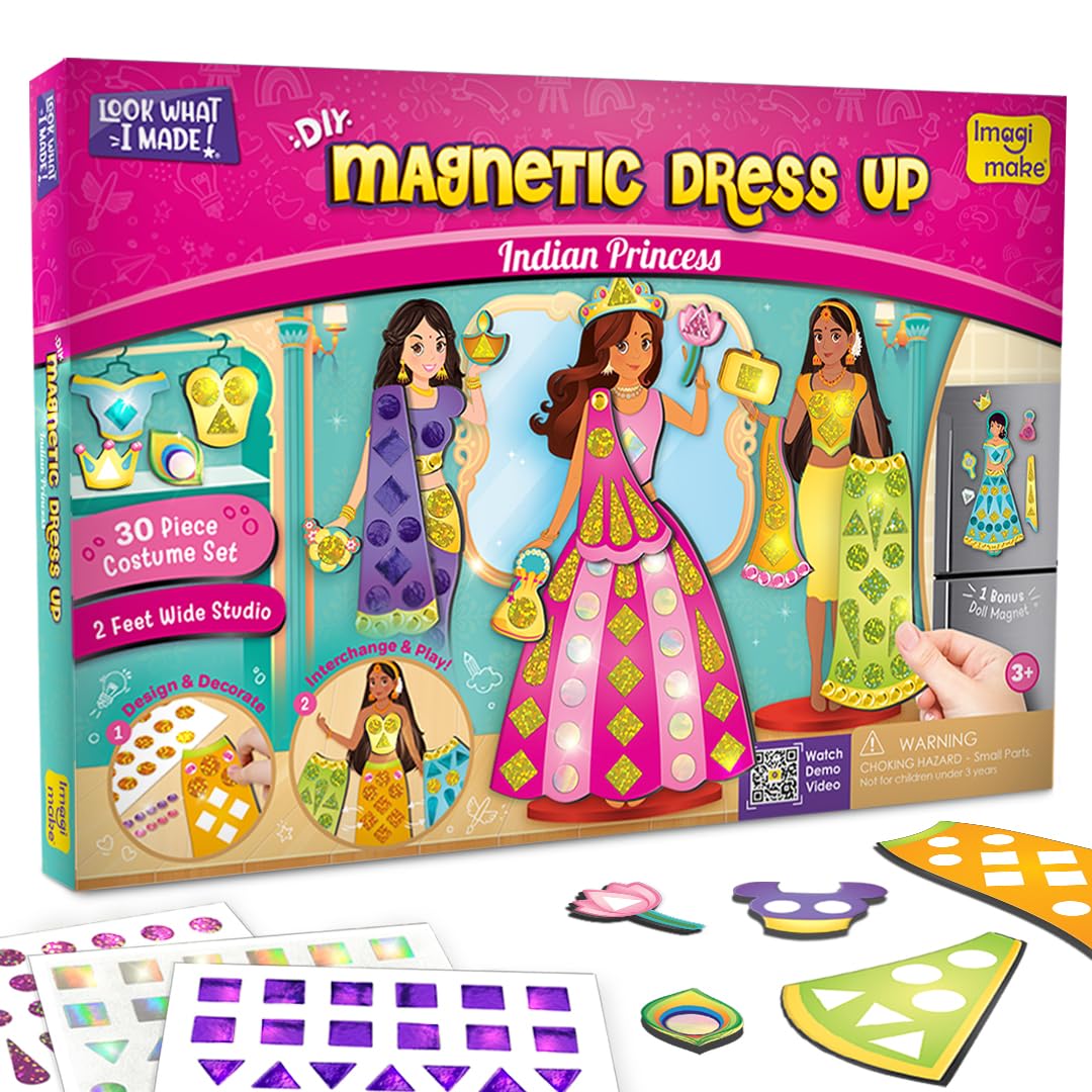 Imagimake DIY Magnetic Dress-Up Princess |Pretend Play Toys for Girls | 30 Magnetic Dresses & Accessories | Interchange & Create Unlimited Outfits | Birthday Gift for Girls Ages 3,4,5,6,7,Multicolour 3. Magnetic Dress-Up Mermaid