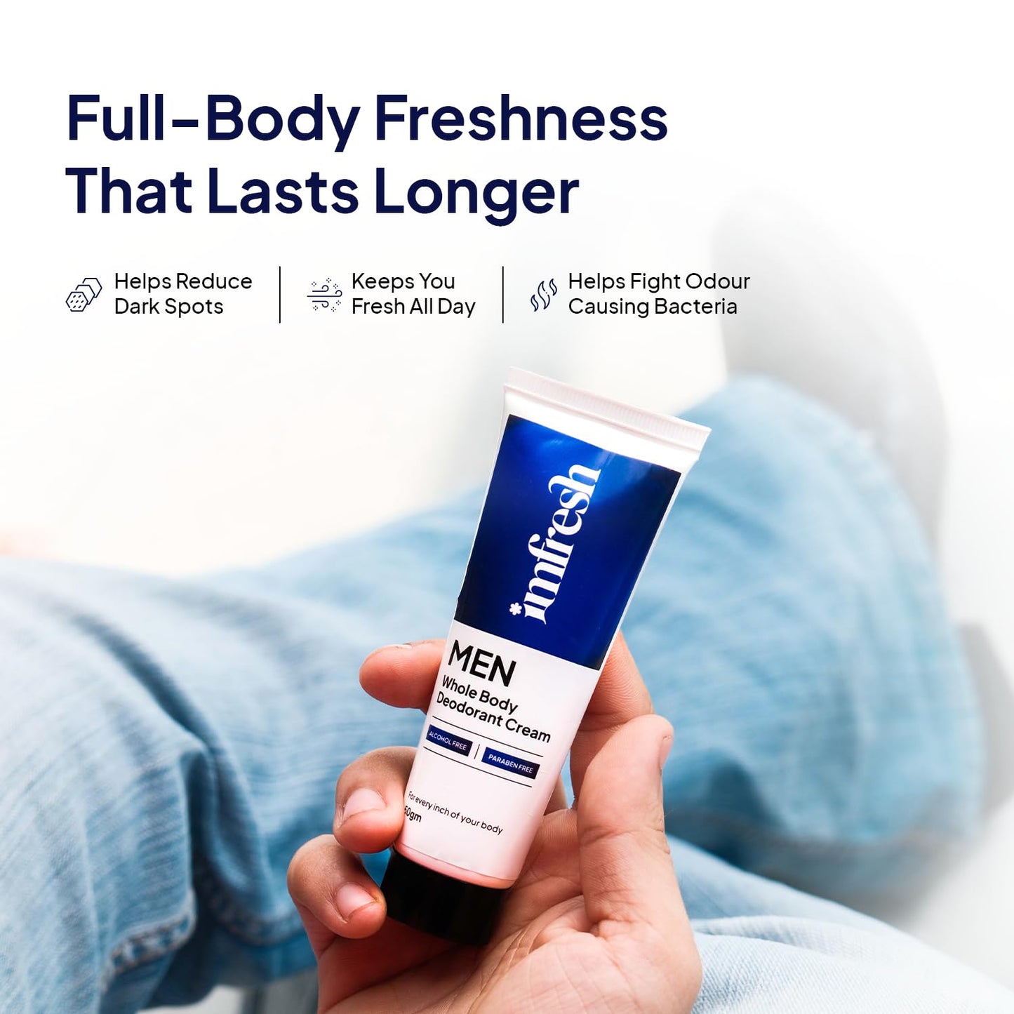 imfresh Men's Deodorant Cream, Long-Lasting Freshness, 50g, Alcohol-Free