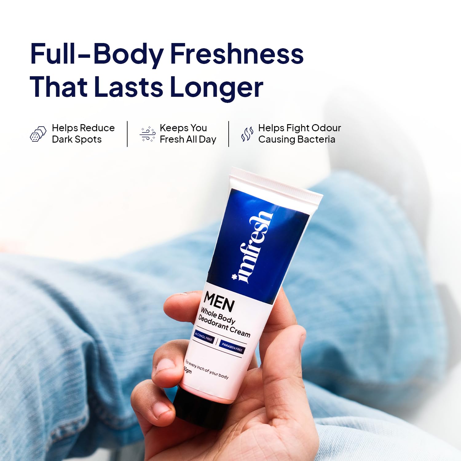 imfresh Men's Deodorant Cream, Long-Lasting Freshness, 50g, Alcohol-Free