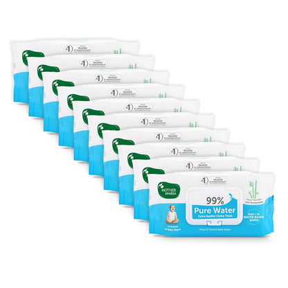 Mother Sparsh 99% Pure Water (Unscented) Baby Wipes with Lid I Natural Plant made cloth - Super thick Wet Wipes I 72 pcs/pack - Pack of 2 (Super Saver Pack)