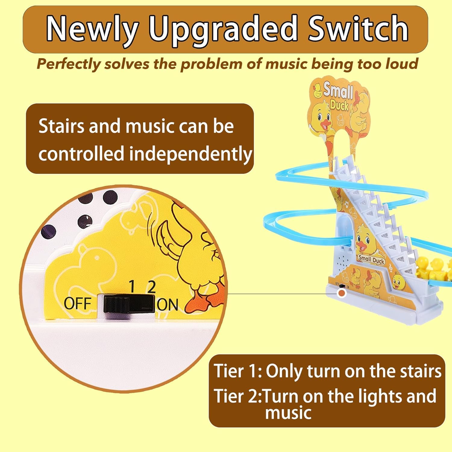 SNAPTRON Duck Slide Toy Set | Musical Toys for Kids| Duck Toy for Kids | Light & Sound Toys |Small Duck Climbing Stairs Toy| Birthday Gifts for Boys and Girls 3+ Years
