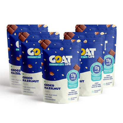 GOAT Life Choco Hazelnut Overnight Oats 60g - High Protein, Gluten-Free, Vegan