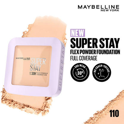 Maybelline Super Stay Flex Powder Foundation 110, Full Coverage, 9g