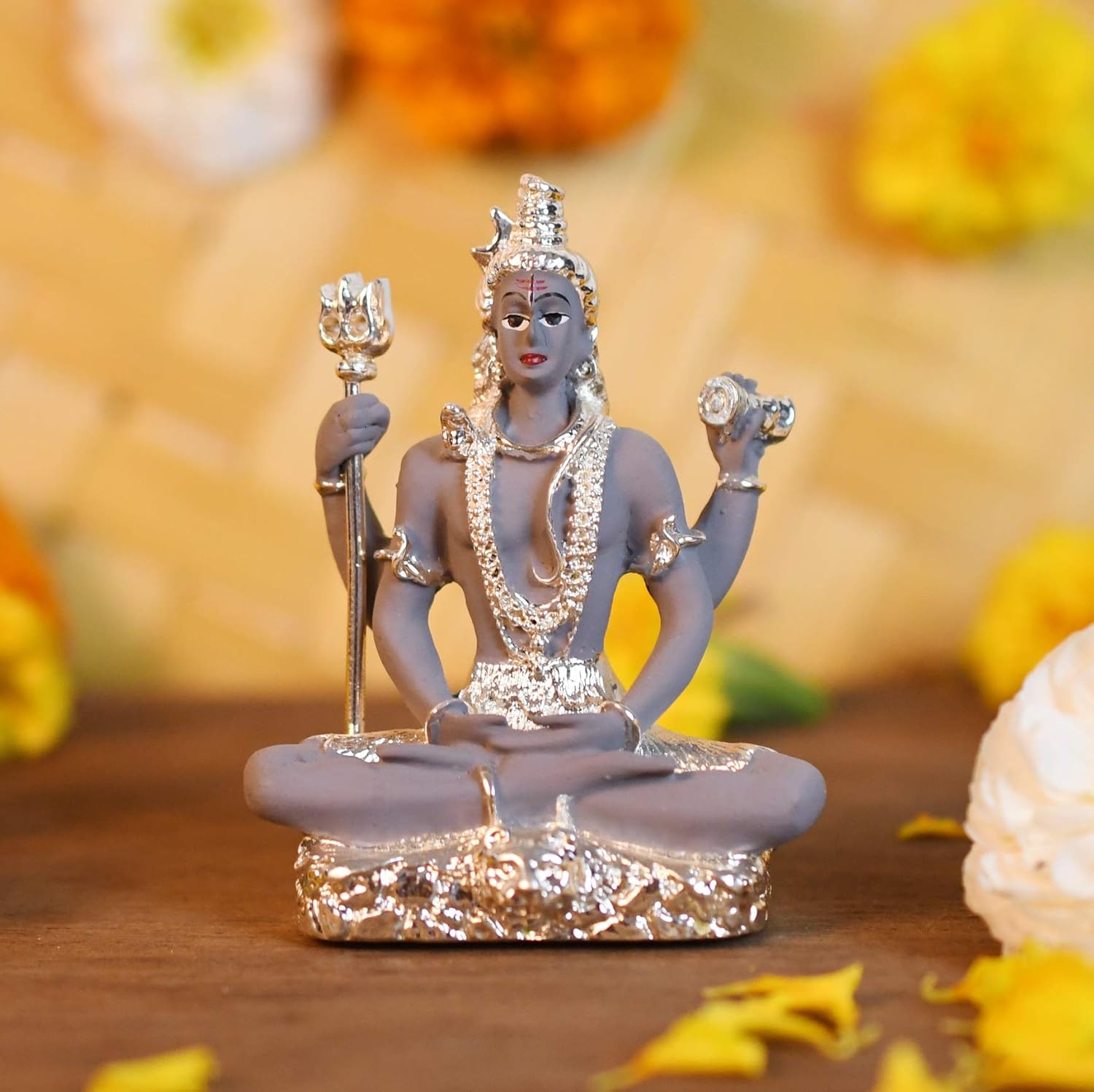 Collectible India Lord Shiva Idol Shiv Padmasana Sitting Statue | Gift Item for Home Family and Friends (3.1 Inches)