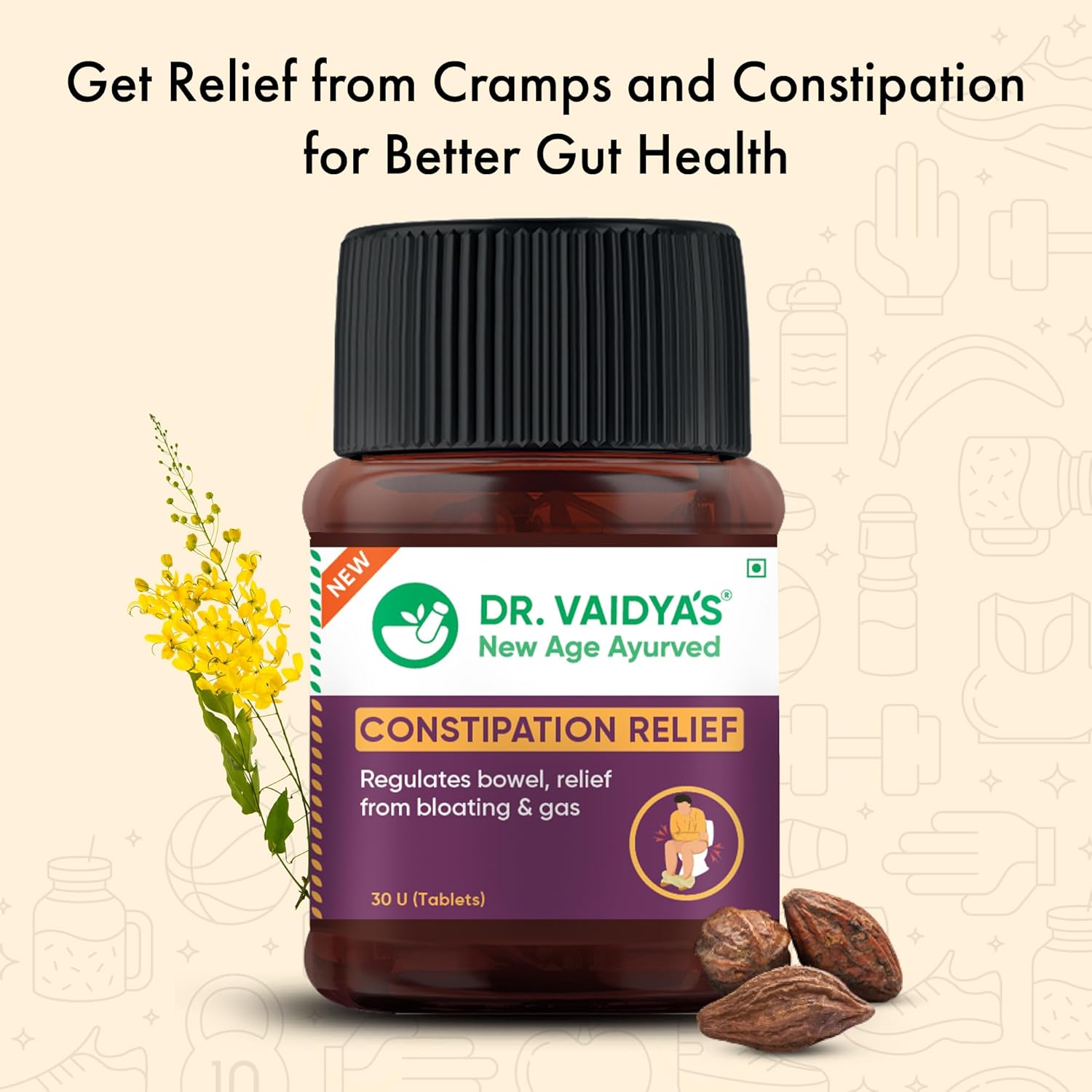Dr. Vaidya's Ayurvedic Constipation Relief Tablets - 60 Count