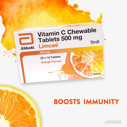 Limcee Vitamin C Chewables 500mg, Tangy Orange, 15 Tabs