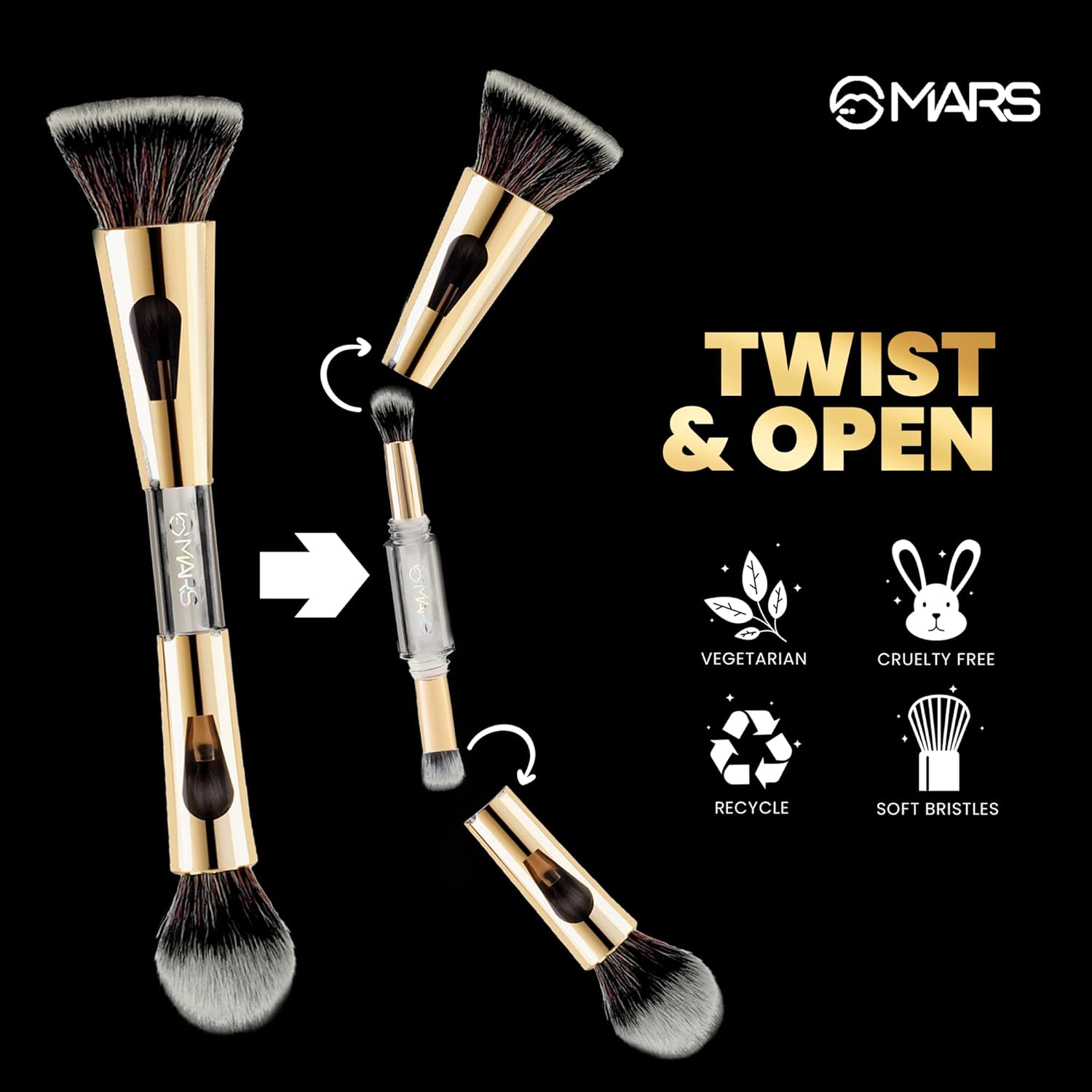 MARS 4-in-1 Luxury Travel Makeup Brush Set for Women
