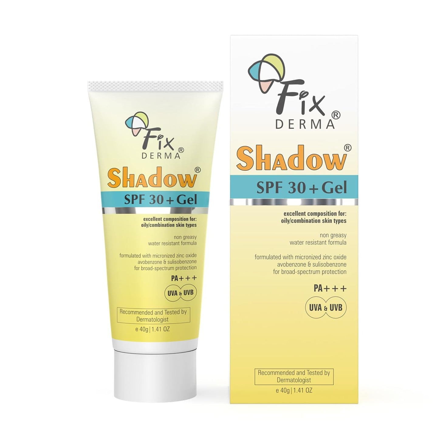 Fixderma Shadow Sunscreen SPF 50+ PA+++ Gel | Sunscreen SPF 50 for Oily, Acne Prone & Normal Skin | Broad Spectrum & UVA & UVB Protection | Lightweight | No White Cast | For Unisex - 75G