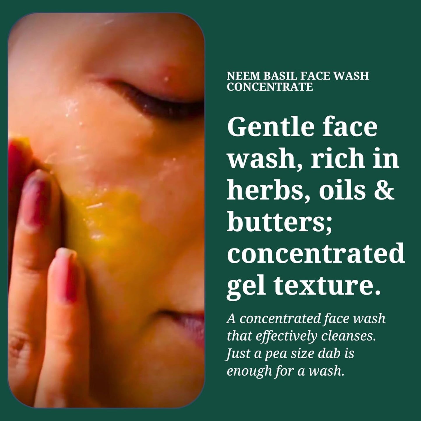 Rustic Art Neem Basil Face Wash Concentrate | Acne & Pimple Control | Deep Cleansing 3X Long Lasting Gel | Organic & Herbal | Sulphate & Paraben Free | Best for Oily & Acne-Prone Skin | 50g