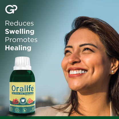 Oralife Oral Rinse | Natural Mouthwash | Antibacterial, Antioxidant & Anti-inflammatory | Throat Gargle with Pomegranate, Grapefruit Seed & Thyme Extract | Alcohol-free Mouth Rinse | Pack of 2 (250ml)