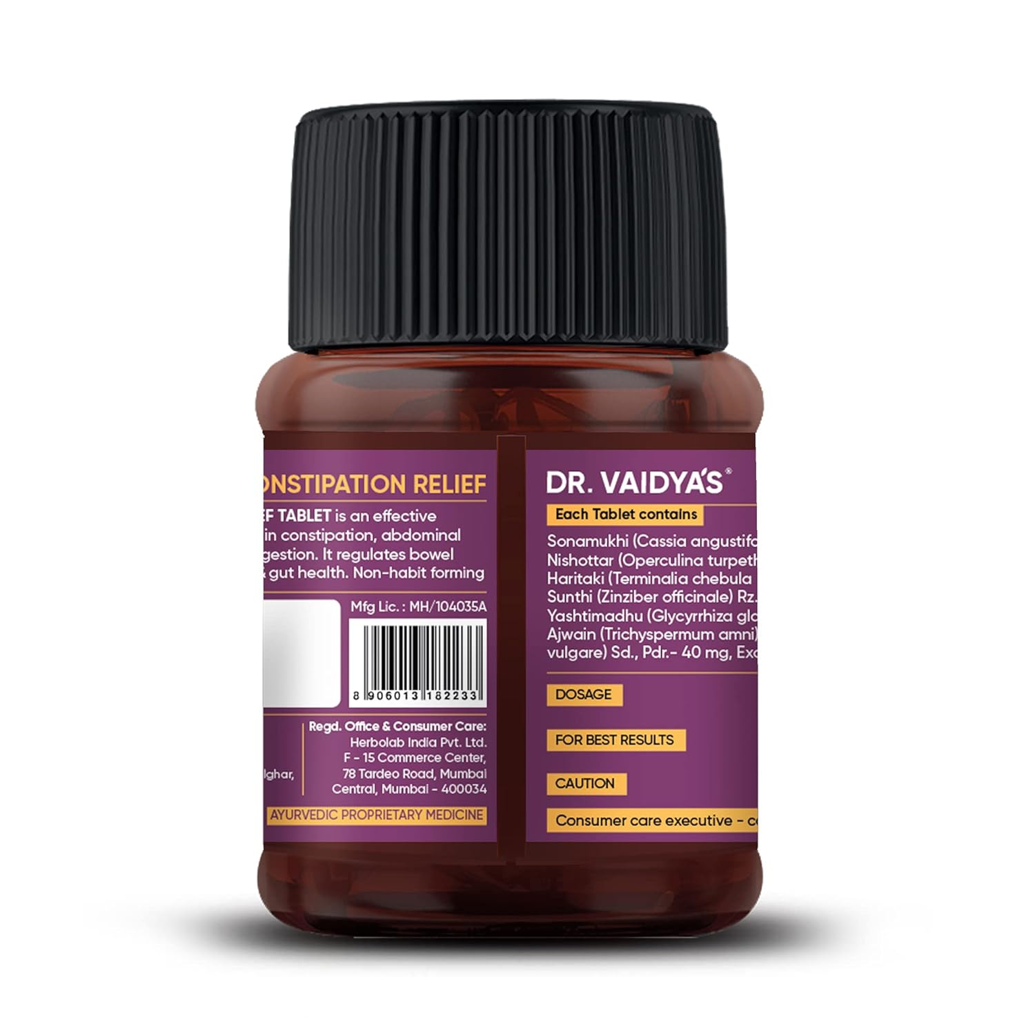 Dr. Vaidya's Ayurvedic Constipation Relief Tablets - 60 Count