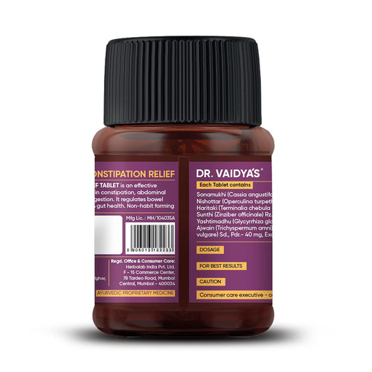 Dr. Vaidya's Ayurvedic Constipation Relief Tablets - 60 Count