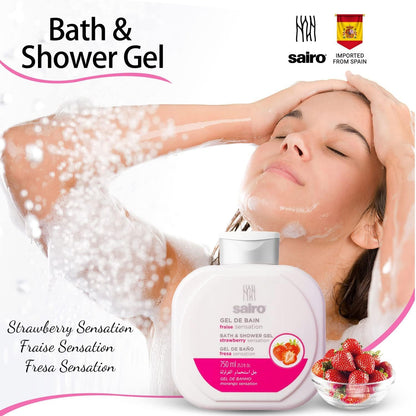 Sairo Strawberry Bath & Shower Gel 750ml - Nourishing, All Skin Types