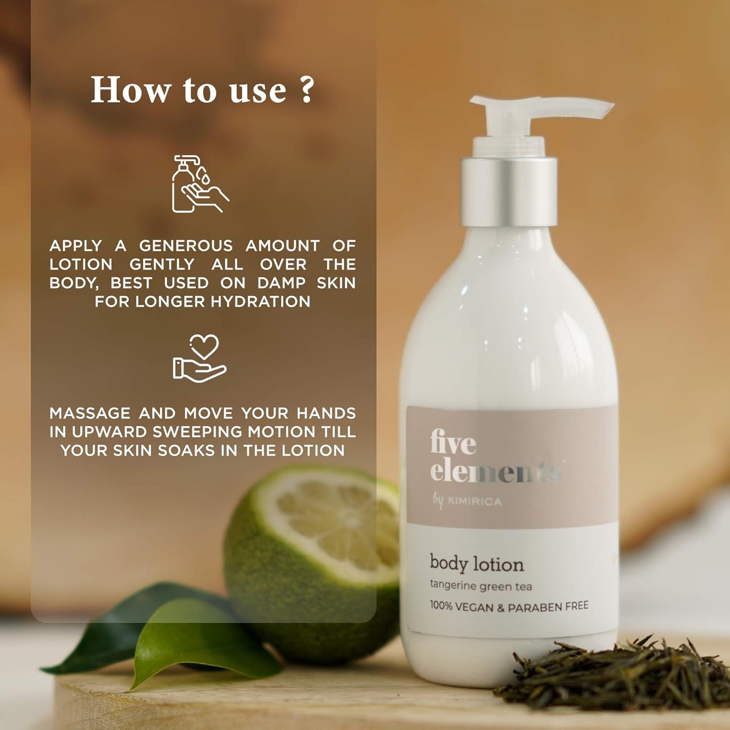 Kimirica Five Elements Luxury Body Lotion, Tangerine & Green Tea, 300ml