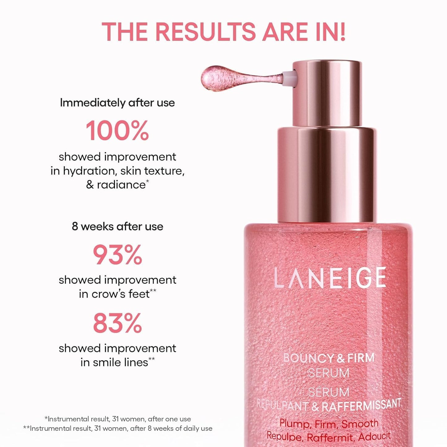 Laneige Combo of Bouncy&Firm Face Sleeping Mask (25ml) and Bouncy&Firm Serum(15ml) -Pack of 2