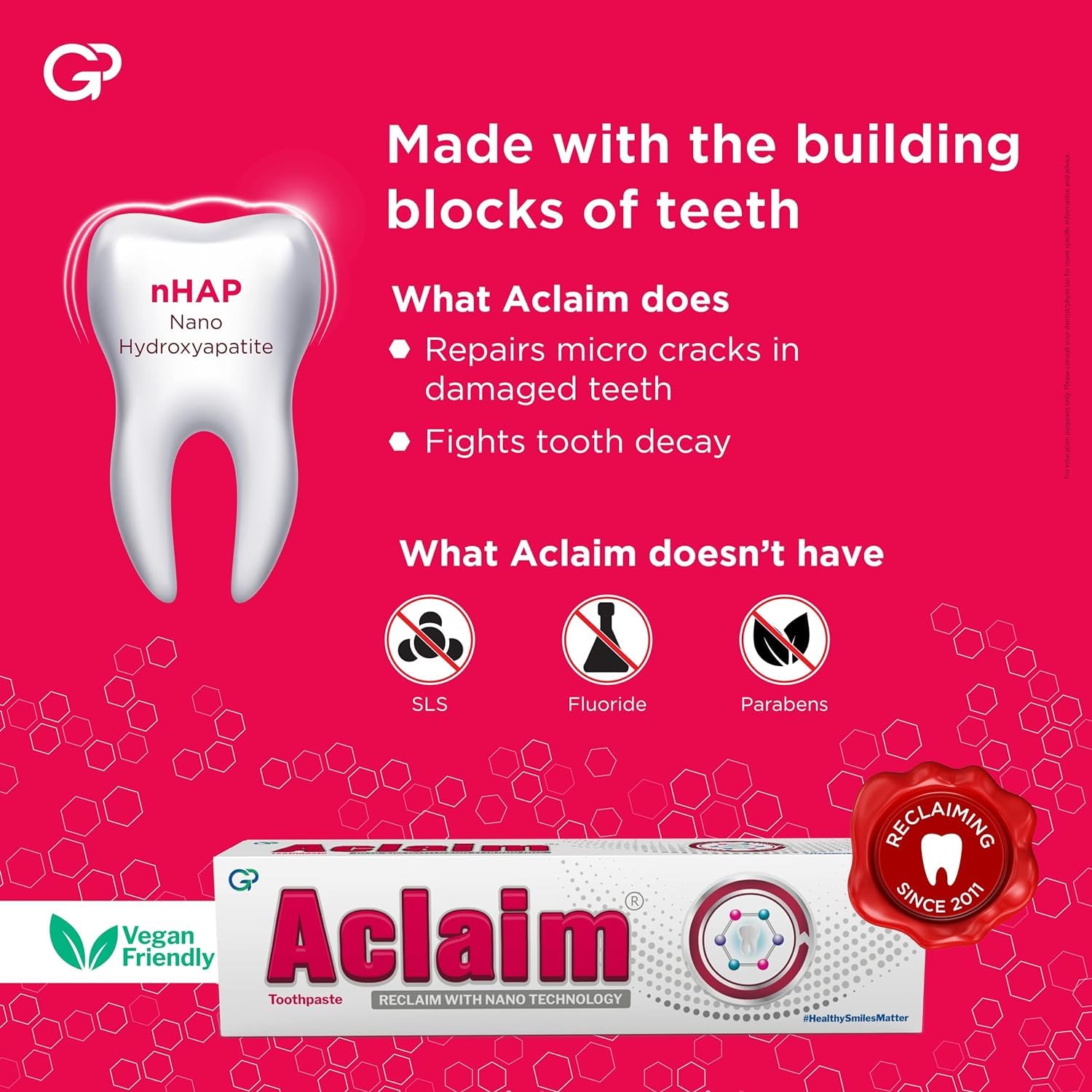 Aclaim Fluoride-Free Toothpaste 70g - Enamel Protection & Whitening