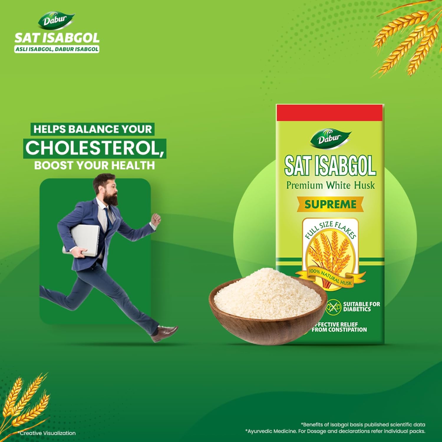 Dabur Sat Isabgol (Psyllium Husk) - 180g | Rich in Fiber | Provides Effective Relief from Constipation & Bloating | Promotes Bowel Health | Non-Habit Forming | 100% Ayurvedic, Powder