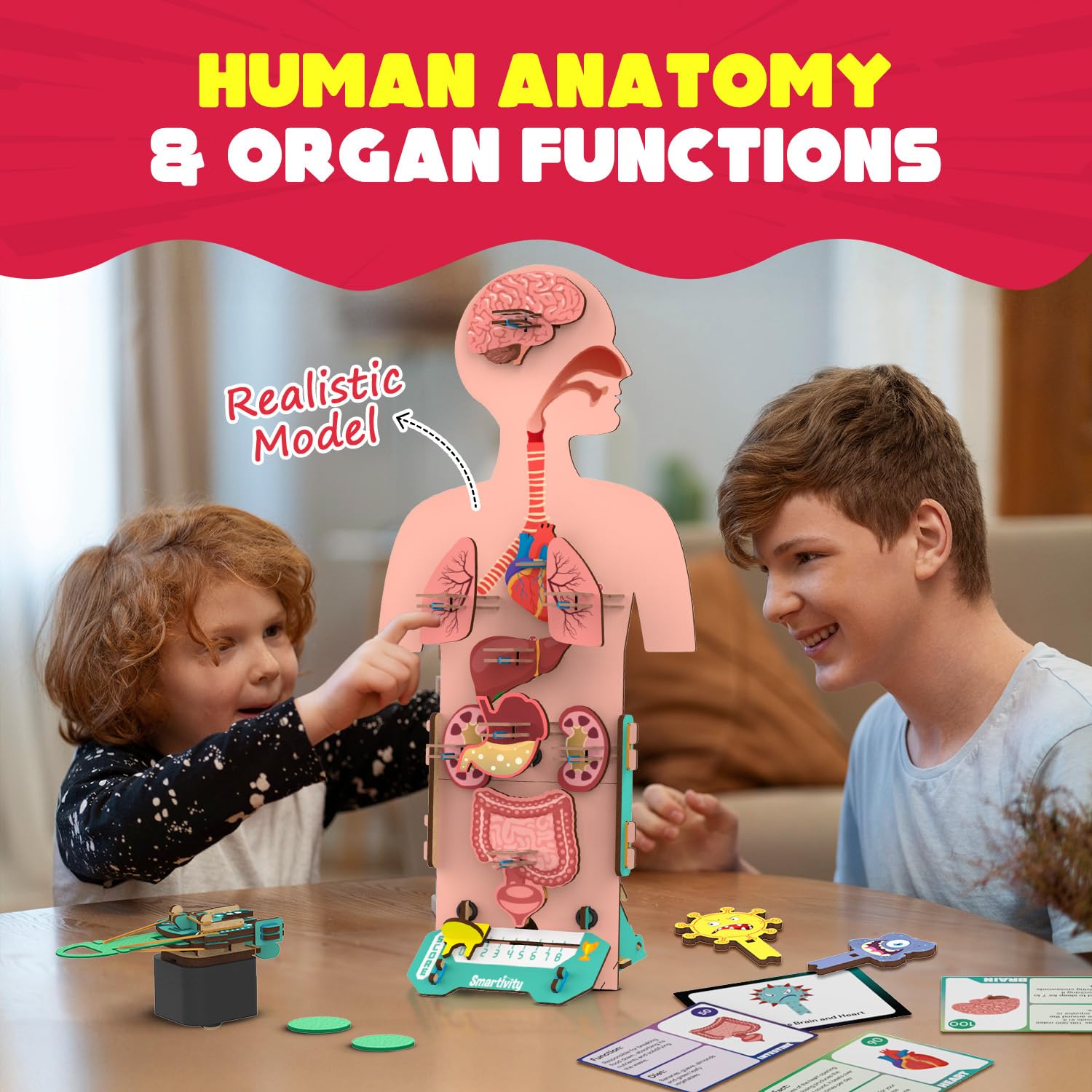 Smartivity Human Body Toy for Kids 6-12 Years|Body Organs & Functions|Birthday Gifts for Unisex|DIY Science Toys 6,7,8,9,10,11,12,13,14 Years Old I STEM Building Set Wooden Construction Game,79 Pcs