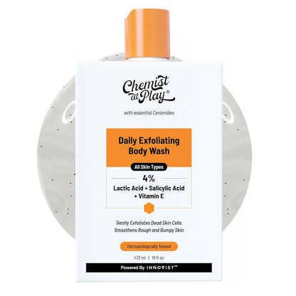 Chemist At Play Exfoliating Kit | Exfoliating Body Wash Removes Tan | Underarm Roll On Fights Odour & Brightens Underarm | AHA Body Lotion Nourishes Skin | 140ml