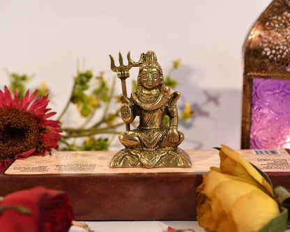 Collectible India Lord Shiva Idol Shiv Padmasana Sitting Statue | Gift Item for Home Family and Friends (3.1 Inches)