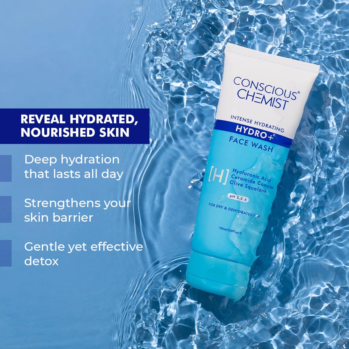 Conscious Chemist Gentle Face Wash 100ml Hydrating Cleanser for Dry Skin
