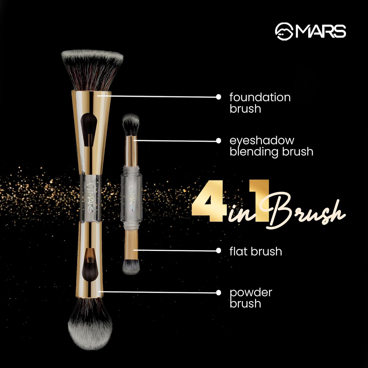 MARS 4-in-1 Luxury Travel Makeup Brush Set for Women
