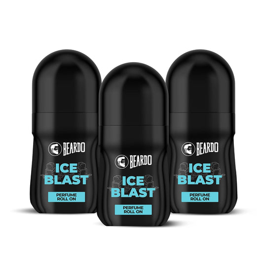 Beardo Ice Blast Perfume Roll-On, 50ml for Men | Long-Lasting Menthol Freshness with Musk & Woody Notes | Perfumed Antiperspirant for Odour Protection | No Sweat, Cooling Effect, All-Day Freshness