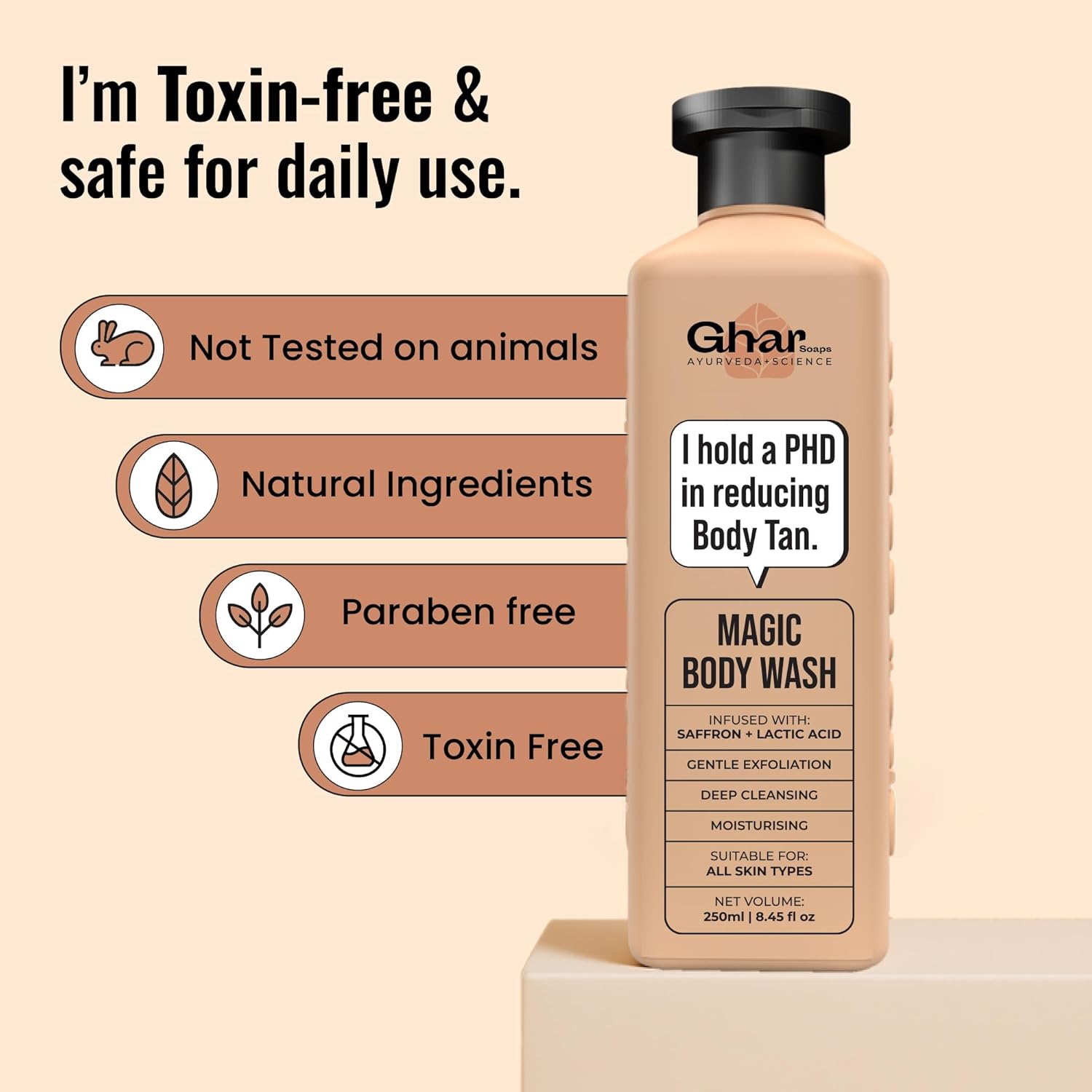 Ghar Soaps De-Tan Body Wash with Saffron & Niacinamide, Paraben-Free