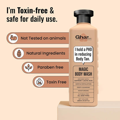 Ghar Soaps De-Tan Body Wash with Saffron & Niacinamide, Paraben-Free