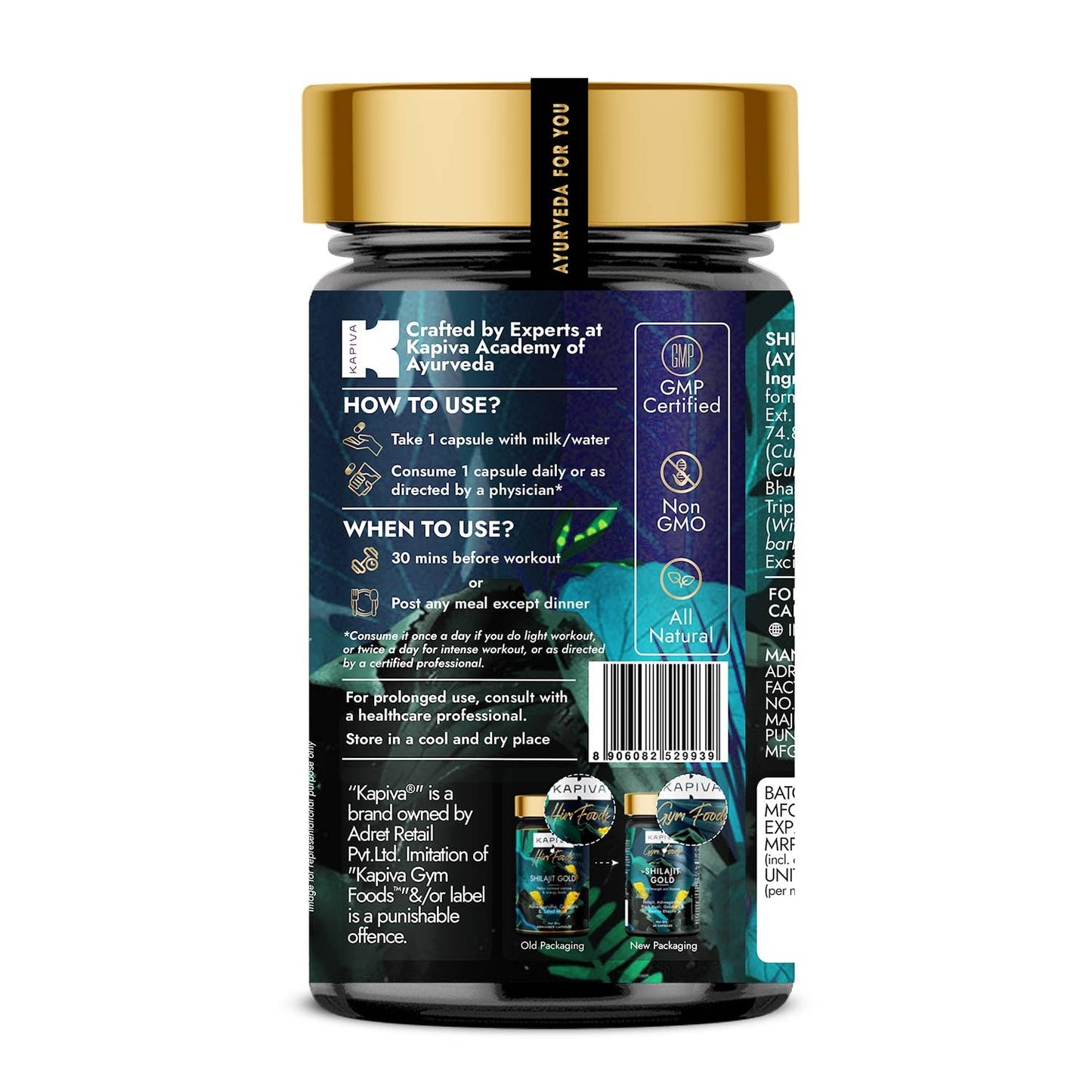 Kapiva Shilajit Gold Capsules 60ct | Boosts Stamina & Energy | Ayurvedic Formula