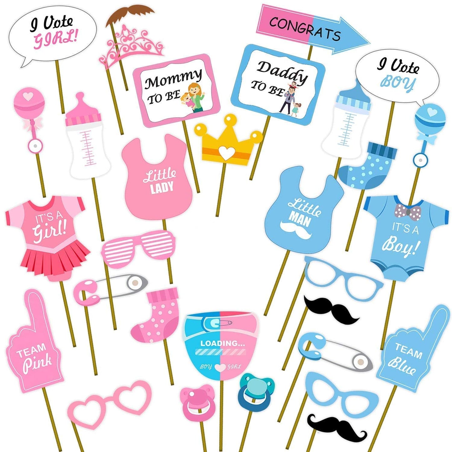 Party Propz Baby Shower Props for Photoshoot- 29pcs Props for Baby Shoot | Mom to Be Props | Baby Shower Prop for Photoshoots | BabyShower Decoration Items | Maternity Photoshoots Prop (Cardstock)